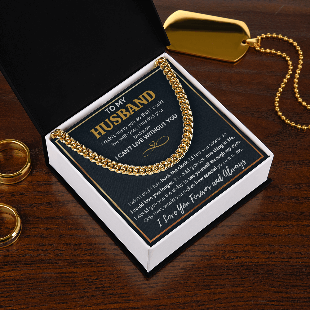 TO MY HUSBAND EYES CUBAN LINK CHAIN NECKLACE GIFT SET
