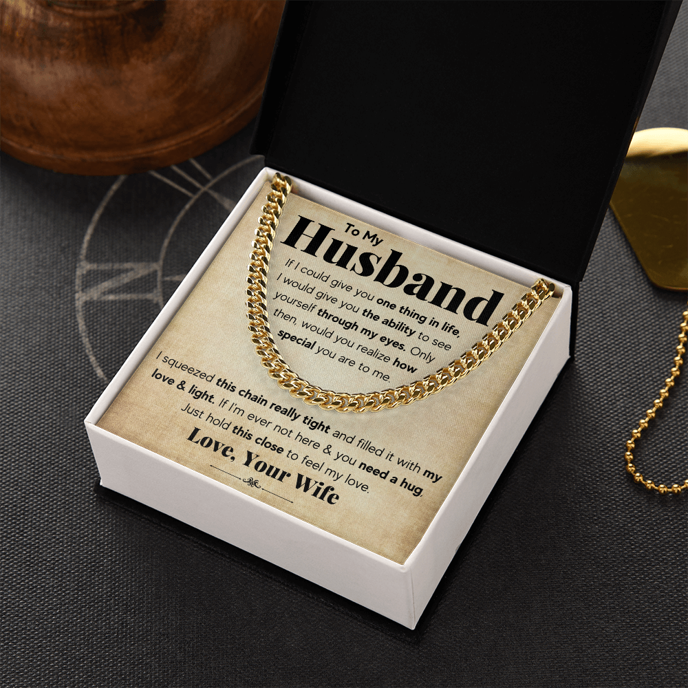TO MY HUSBAND SQUEEZED CUBAN LINK CHAIN GIFT SET