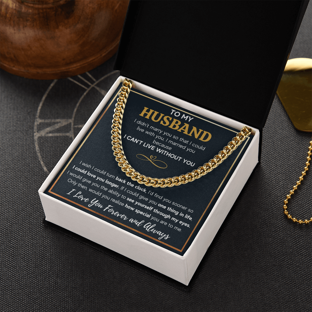 TO MY HUSBAND EYES CUBAN LINK CHAIN NECKLACE GIFT SET