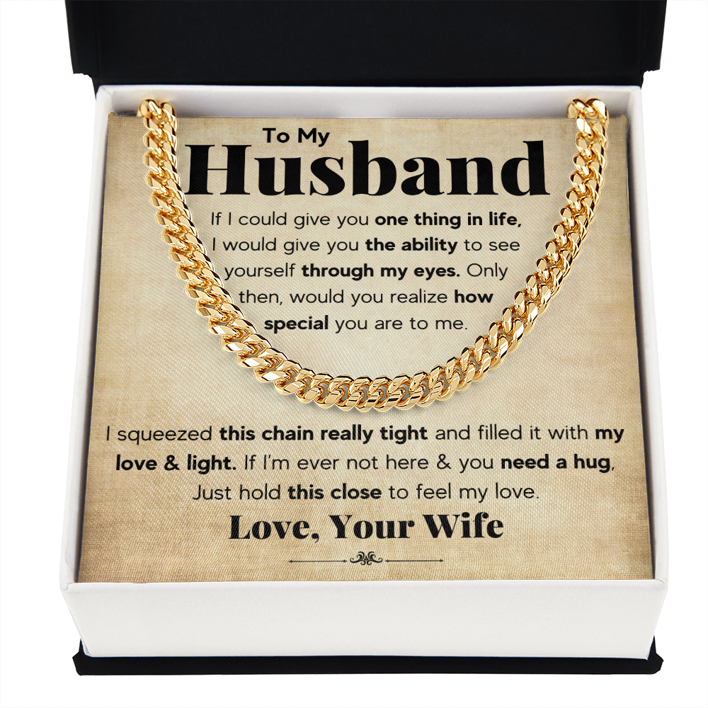 TO MY HUSBAND SQUEEZED CUBAN LINK CHAIN GIFT SET