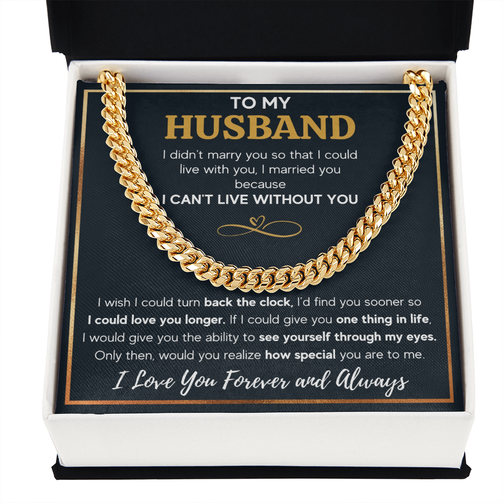 TO MY HUSBAND EYES CUBAN LINK CHAIN NECKLACE GIFT SET