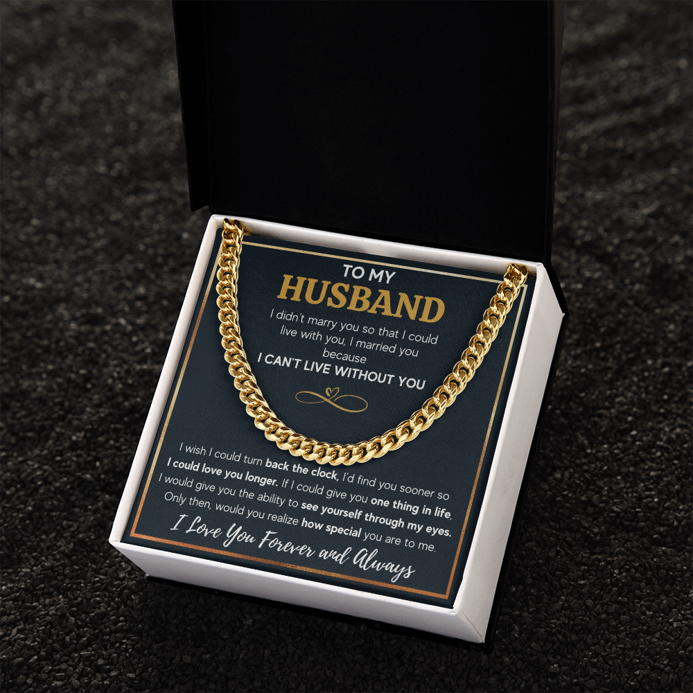 TO MY HUSBAND EYES CUBAN LINK CHAIN NECKLACE GIFT SET