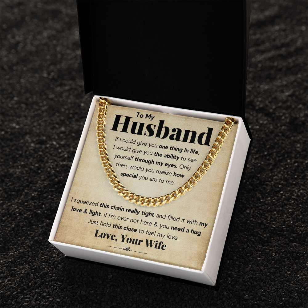 TO MY HUSBAND SQUEEZED CUBAN LINK CHAIN GIFT SET