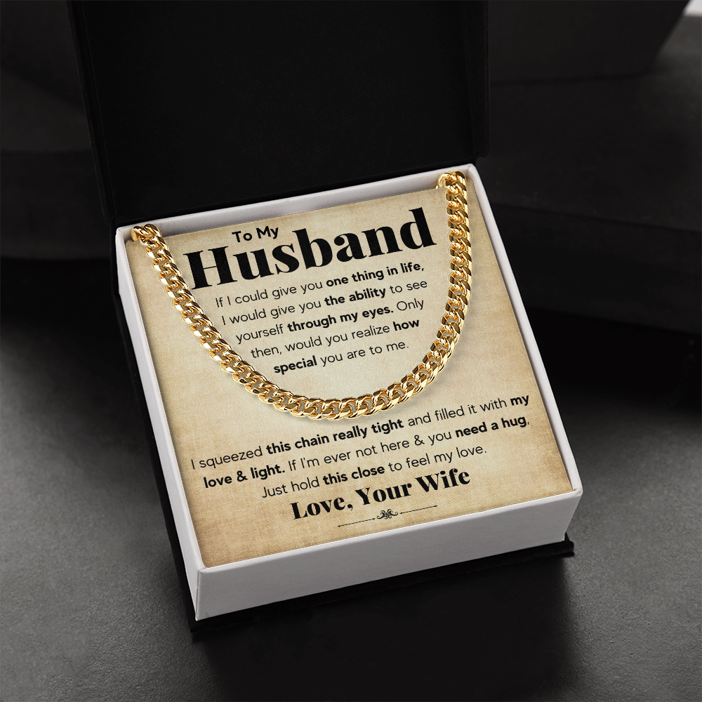 TO MY HUSBAND SQUEEZED CUBAN LINK CHAIN GIFT SET