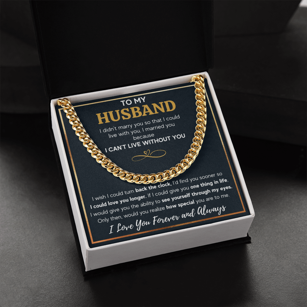 TO MY HUSBAND EYES CUBAN LINK CHAIN NECKLACE GIFT SET