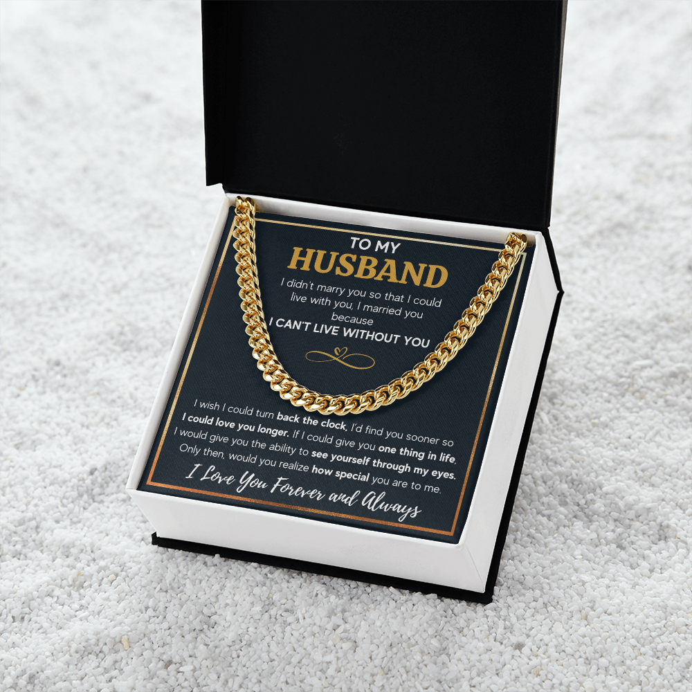TO MY HUSBAND EYES CUBAN LINK CHAIN NECKLACE GIFT SET