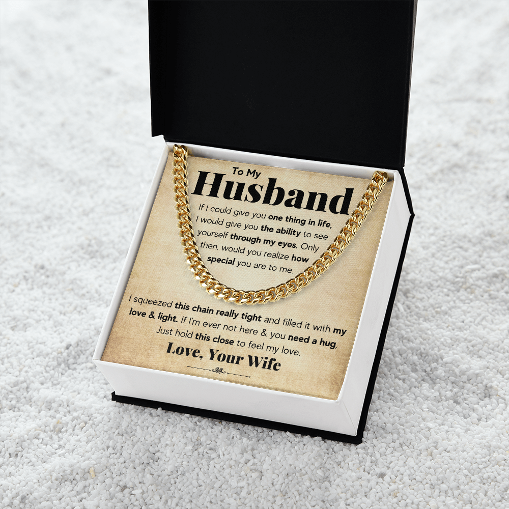 TO MY HUSBAND SQUEEZED CUBAN LINK CHAIN GIFT SET
