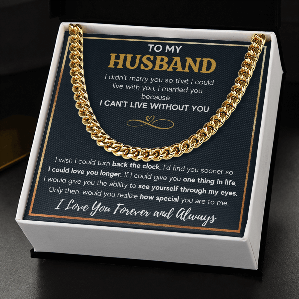 TO MY HUSBAND EYES CUBAN LINK CHAIN NECKLACE GIFT SET