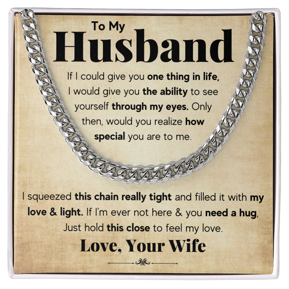 TO MY HUSBAND SQUEEZED CUBAN LINK CHAIN GIFT SET