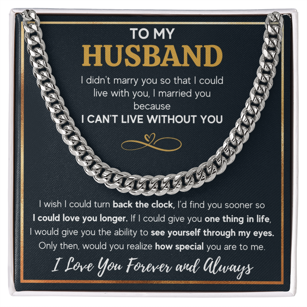 TO MY HUSBAND EYES CUBAN LINK CHAIN NECKLACE GIFT SET