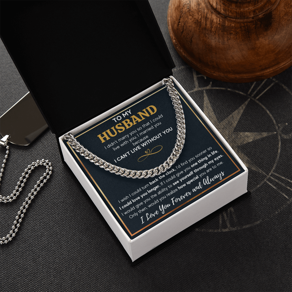 TO MY HUSBAND EYES CUBAN LINK CHAIN NECKLACE GIFT SET