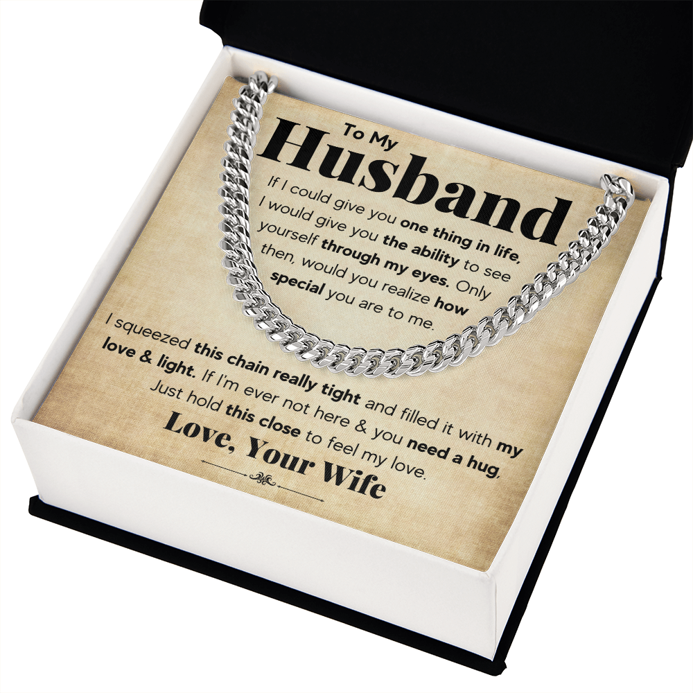 TO MY HUSBAND SQUEEZED CUBAN LINK CHAIN GIFT SET