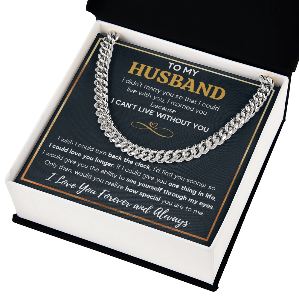 TO MY HUSBAND EYES CUBAN LINK CHAIN NECKLACE GIFT SET