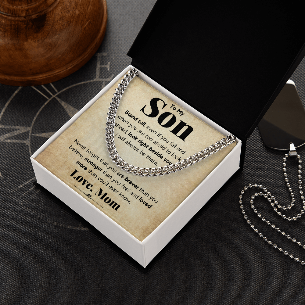 TO MY SON STAND TALL CUBAN LINK CHAIN WY