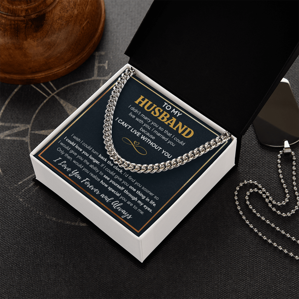 TO MY HUSBAND EYES CUBAN LINK CHAIN NECKLACE GIFT SET