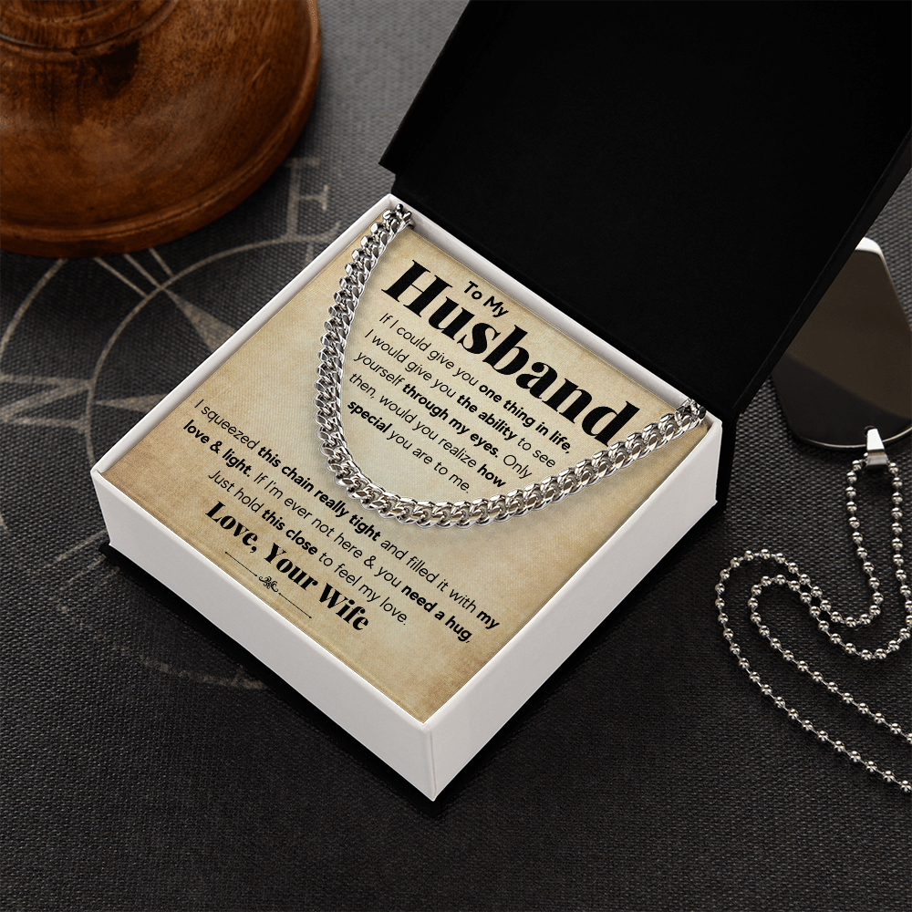 TO MY HUSBAND SQUEEZED CUBAN LINK CHAIN GIFT SET