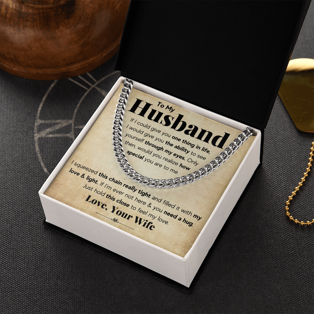 TO MY HUSBAND SQUEEZED CUBAN LINK CHAIN GIFT SET