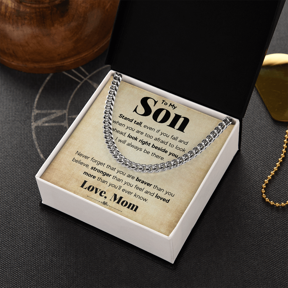 TO MY SON STAND TALL CUBAN LINK CHAIN WY