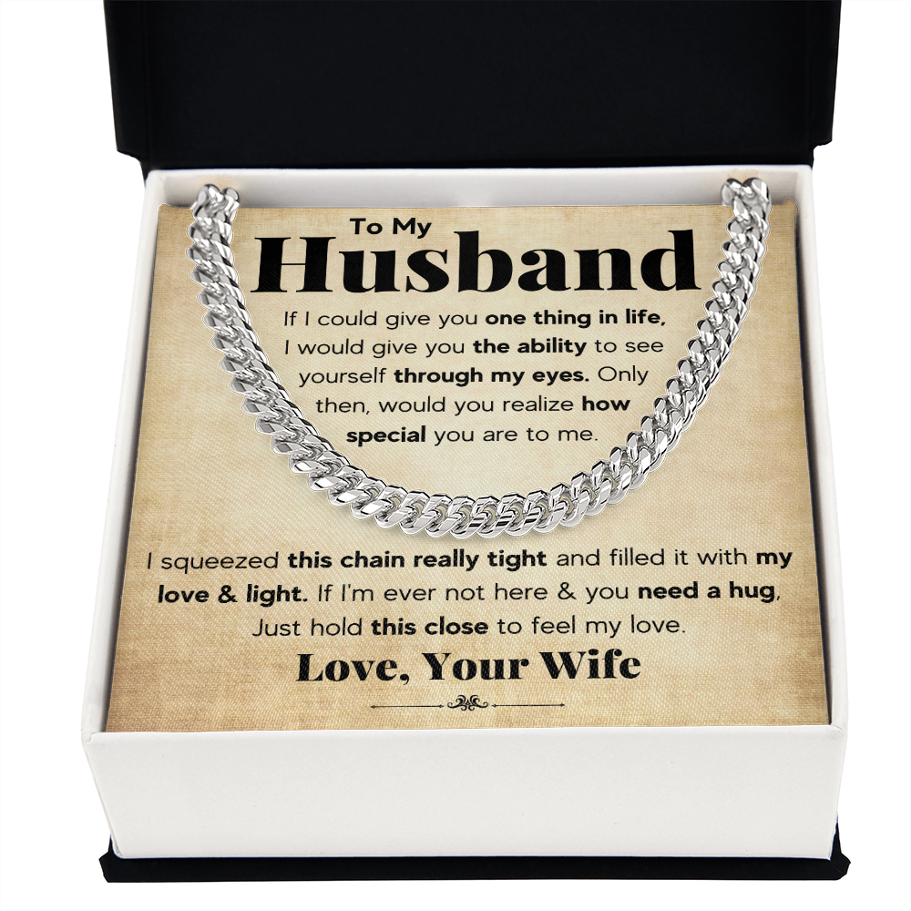 TO MY HUSBAND SQUEEZED CUBAN LINK CHAIN GIFT SET
