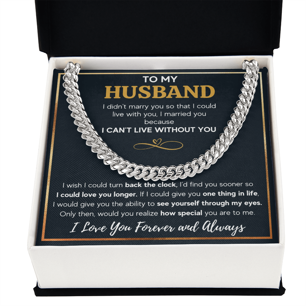 TO MY HUSBAND EYES CUBAN LINK CHAIN NECKLACE GIFT SET