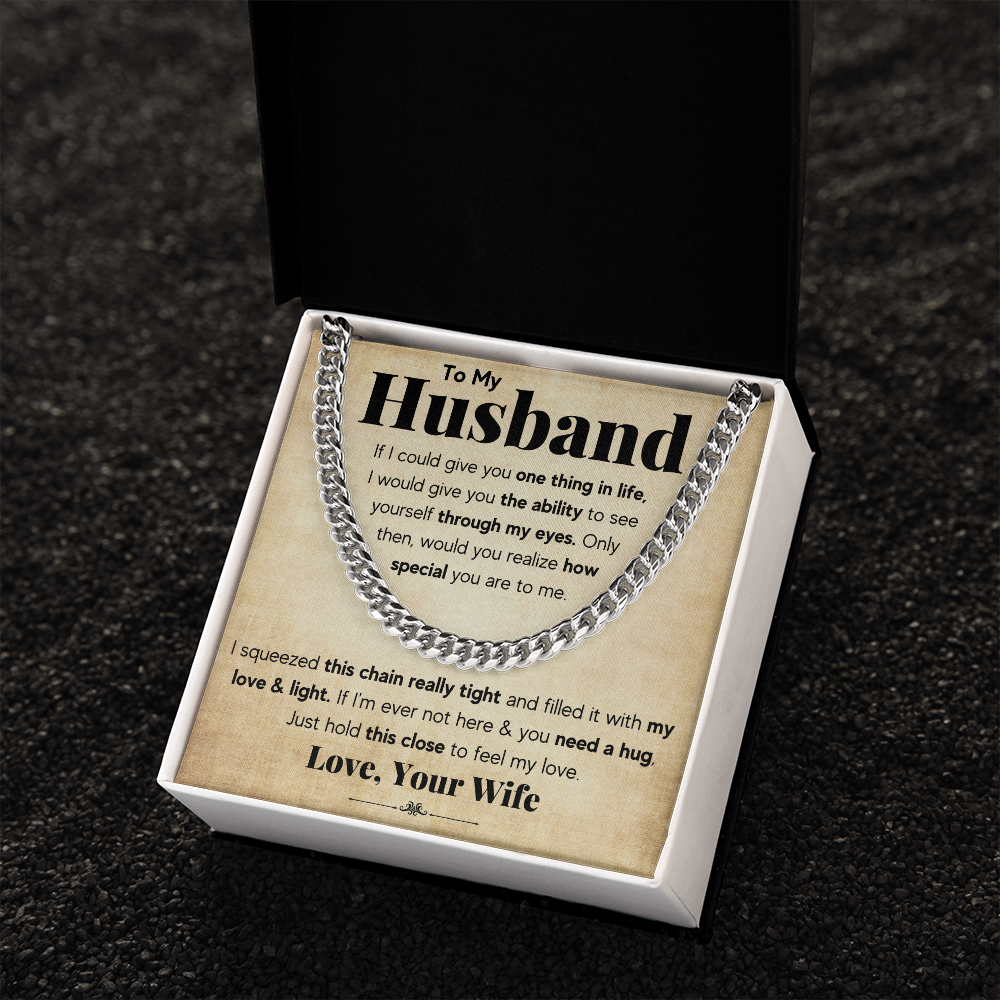 TO MY HUSBAND SQUEEZED CUBAN LINK CHAIN GIFT SET