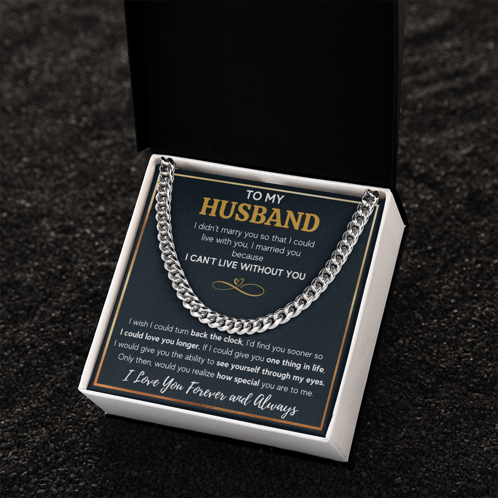TO MY HUSBAND EYES CUBAN LINK CHAIN NECKLACE GIFT SET