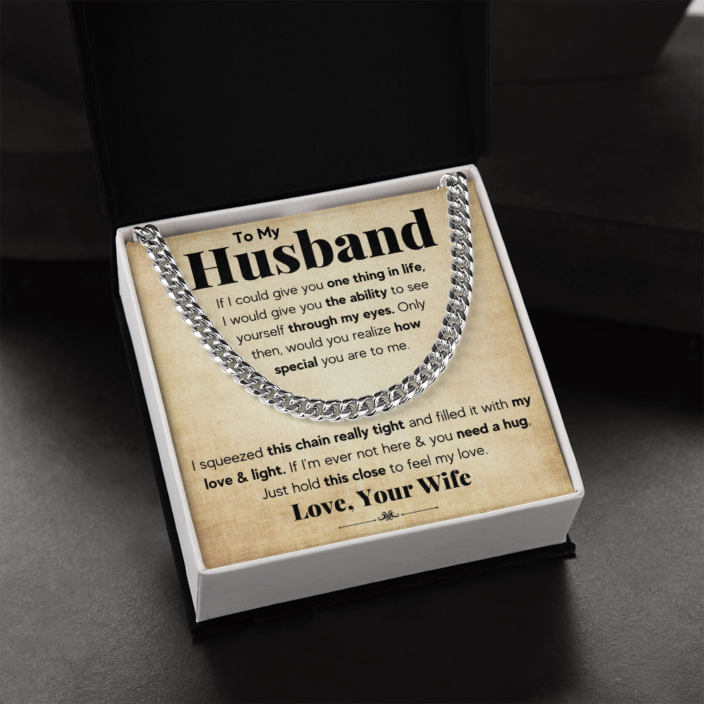 TO MY HUSBAND SQUEEZED CUBAN LINK CHAIN GIFT SET