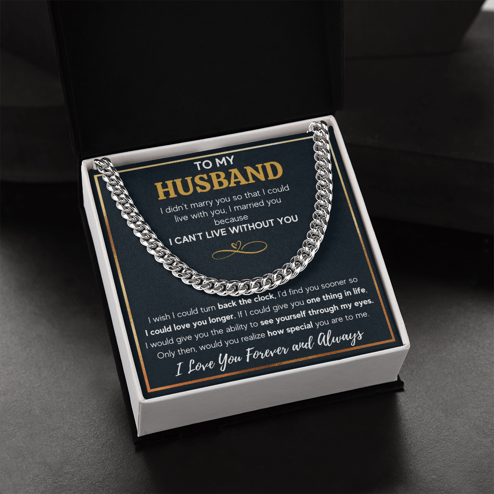 TO MY HUSBAND EYES CUBAN LINK CHAIN NECKLACE GIFT SET