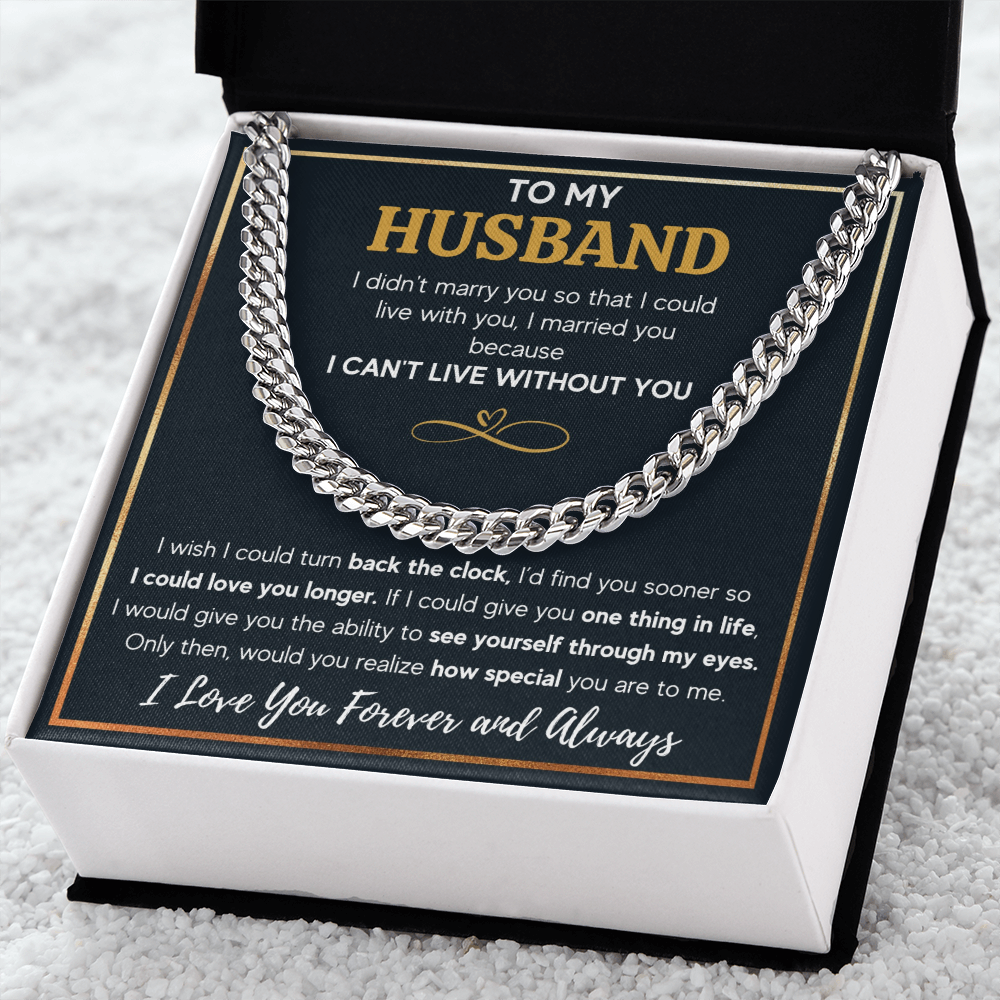 TO MY HUSBAND EYES CUBAN LINK CHAIN NECKLACE GIFT SET