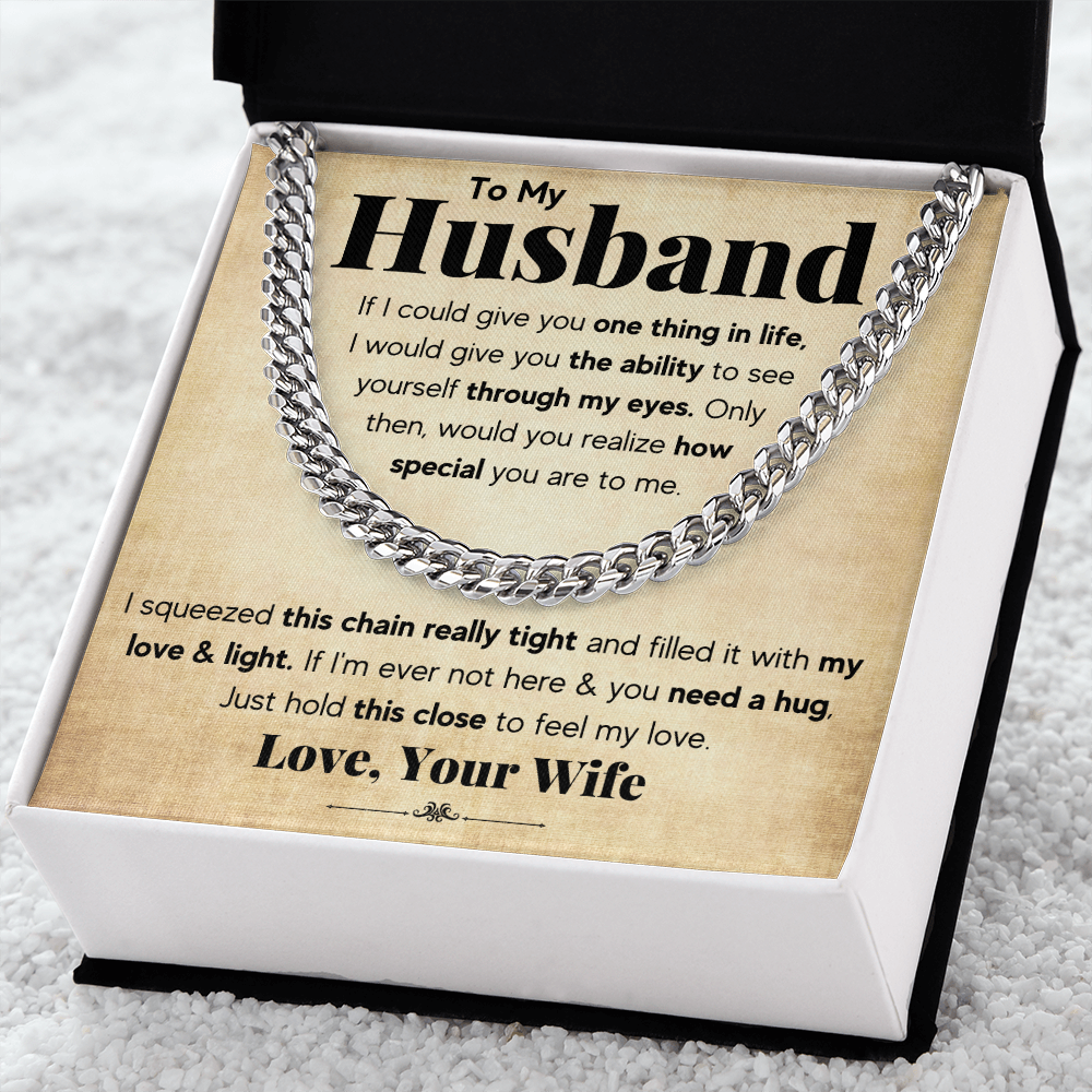 TO MY HUSBAND SQUEEZED CUBAN LINK CHAIN GIFT SET