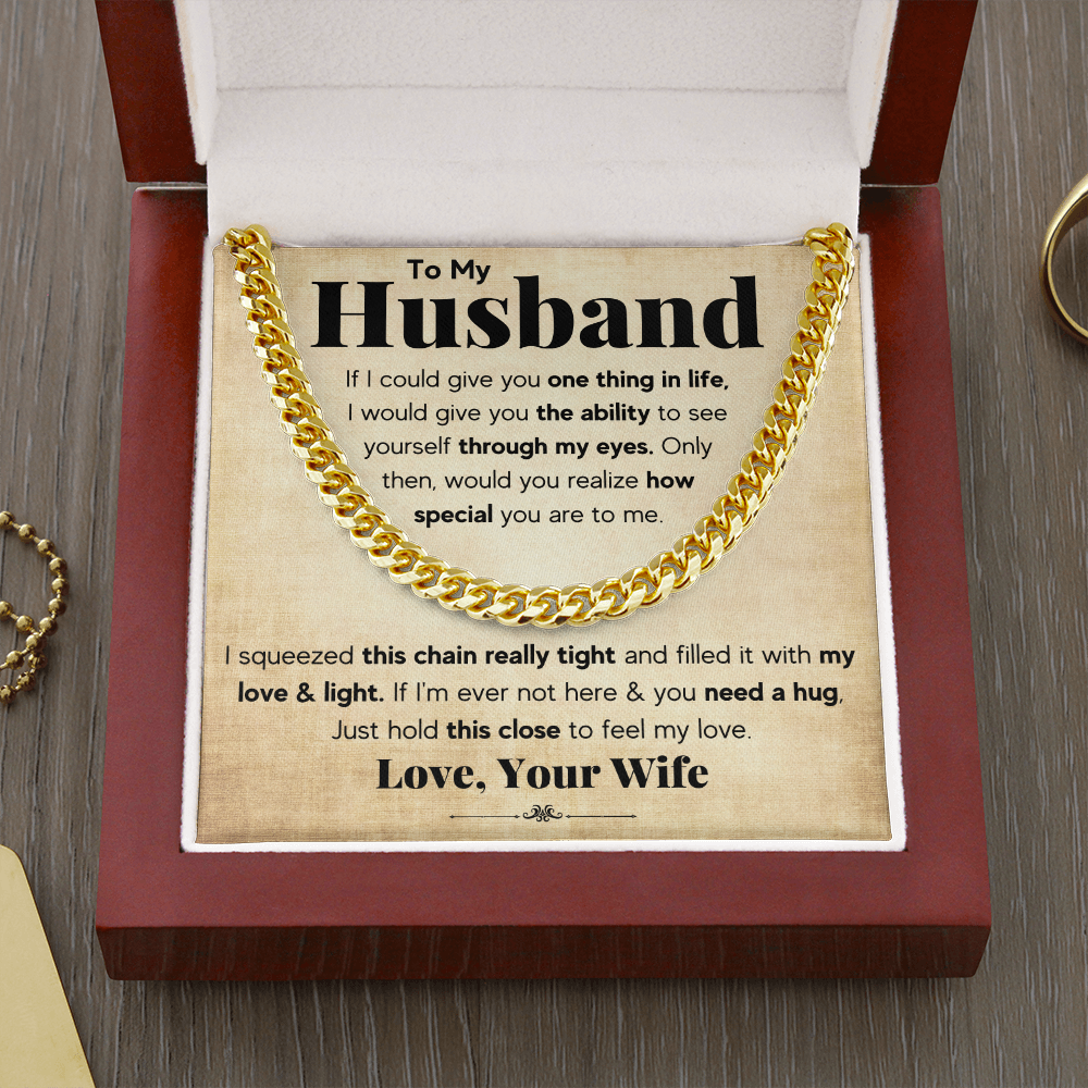 TO MY HUSBAND SQUEEZED CUBAN LINK CHAIN GIFT SET
