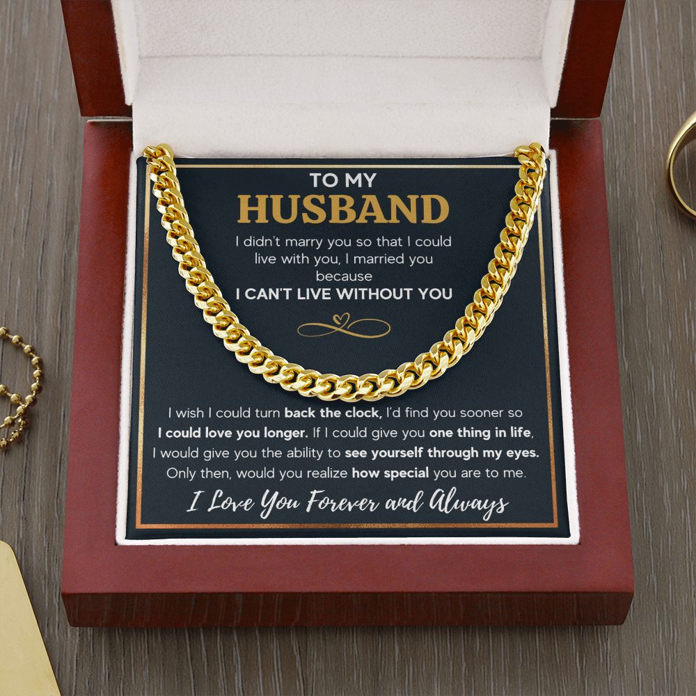 TO MY HUSBAND EYES CUBAN LINK CHAIN NECKLACE GIFT SET