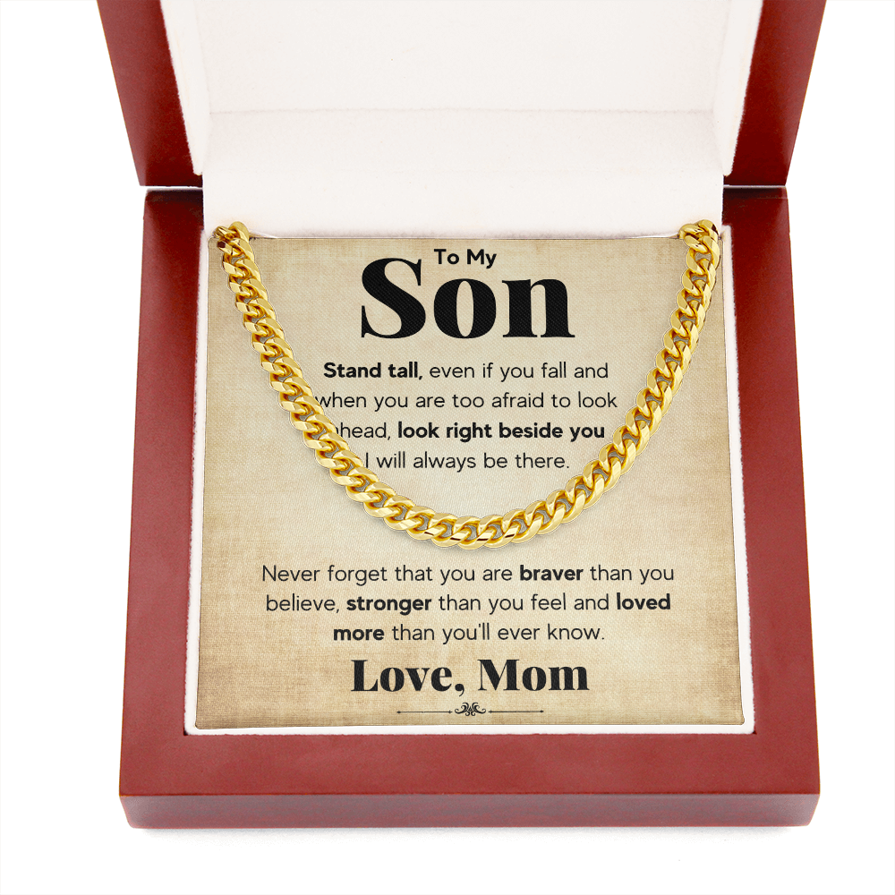 TO MY SON STAND TALL CUBAN LINK CHAIN