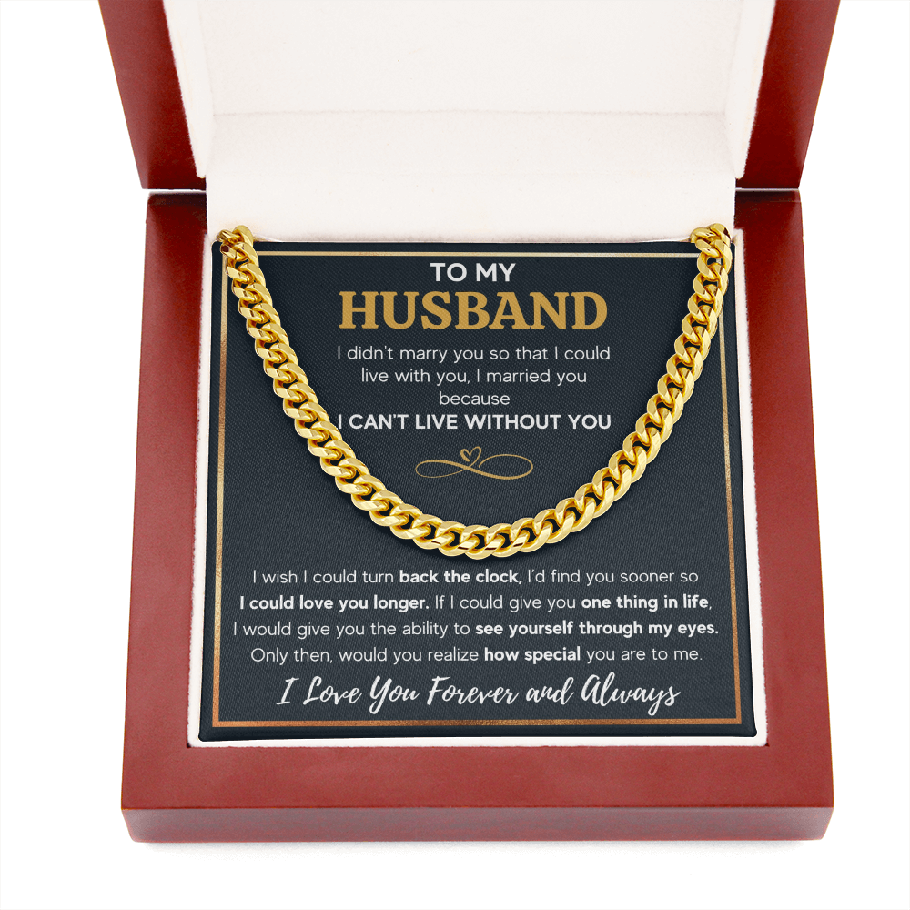 TO MY HUSBAND EYES CUBAN LINK CHAIN NECKLACE GIFT SET
