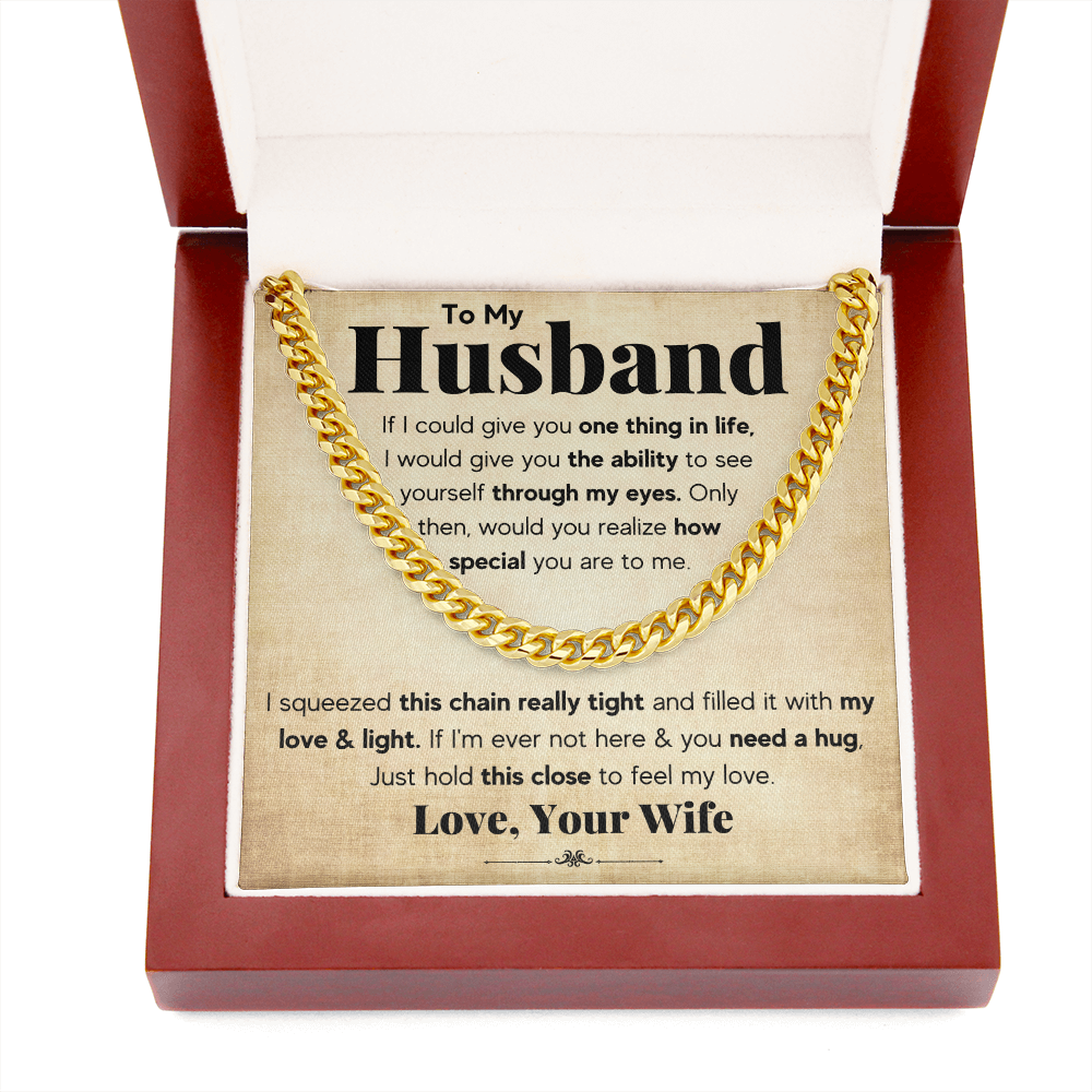 TO MY HUSBAND SQUEEZED CUBAN LINK CHAIN GIFT SET