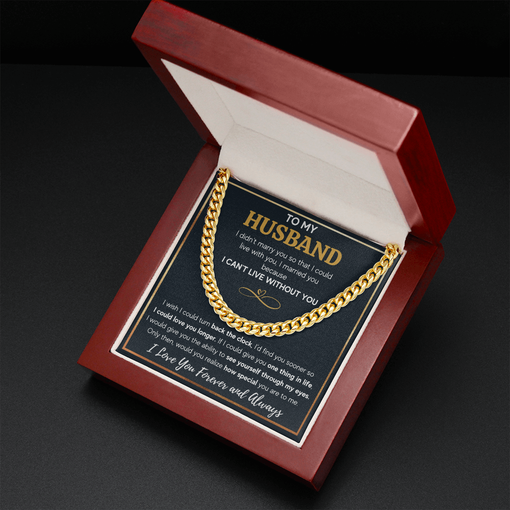 TO MY HUSBAND EYES CUBAN LINK CHAIN NECKLACE GIFT SET