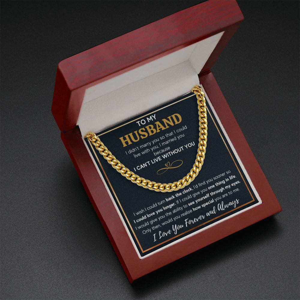 TO MY HUSBAND EYES CUBAN LINK CHAIN NECKLACE GIFT SET