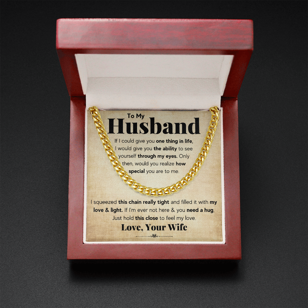 TO MY HUSBAND SQUEEZED CUBAN LINK CHAIN GIFT SET