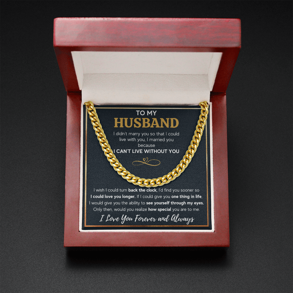 TO MY HUSBAND EYES CUBAN LINK CHAIN NECKLACE GIFT SET