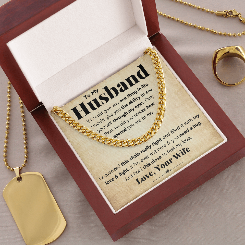 TO MY HUSBAND SQUEEZED CUBAN LINK CHAIN GIFT SET