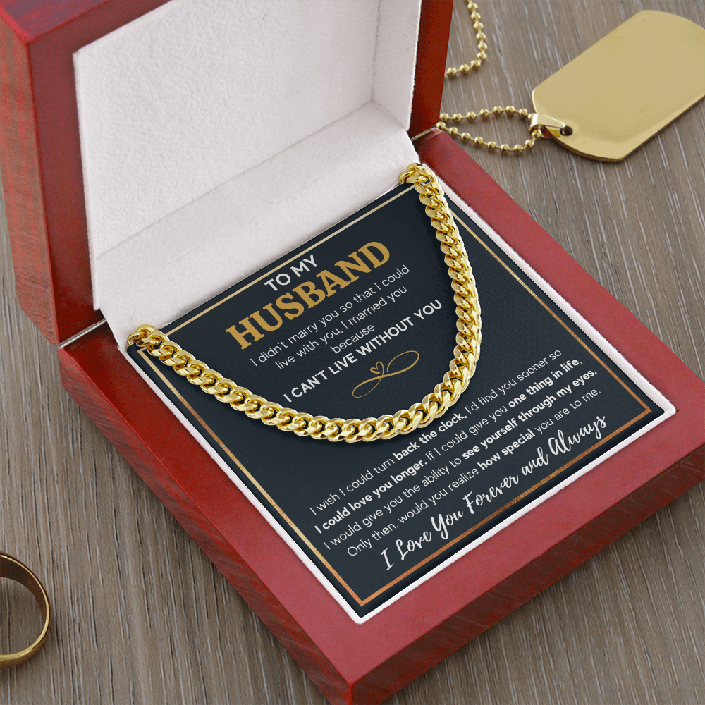 TO MY HUSBAND EYES CUBAN LINK CHAIN NECKLACE GIFT SET