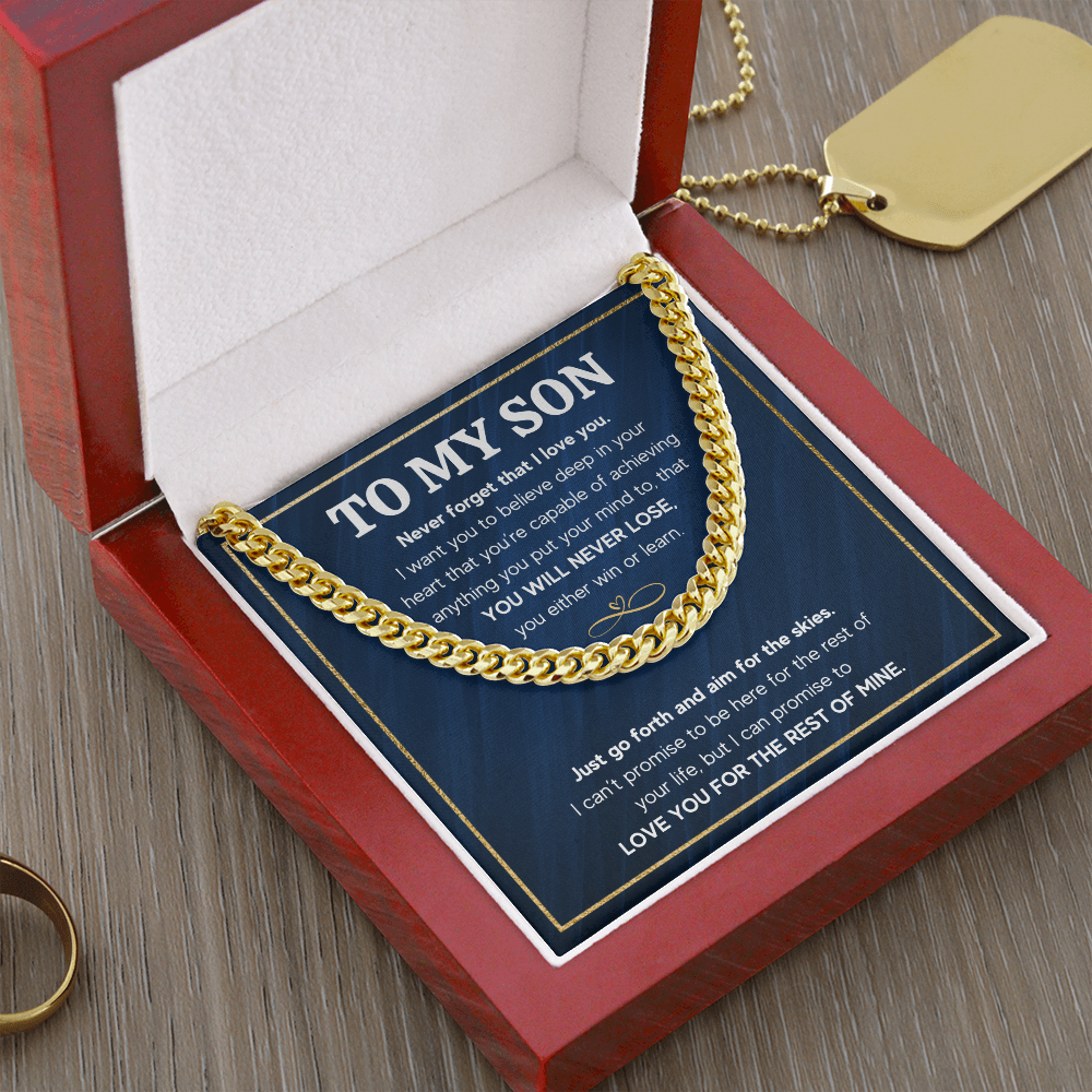 TO MY SON SKIES CUBAN LINK CHAIN GIFT SET