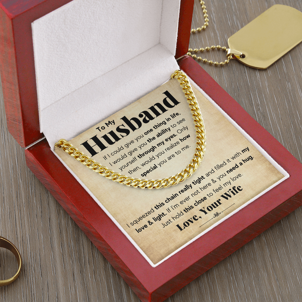 TO MY HUSBAND SQUEEZED CUBAN LINK CHAIN GIFT SET