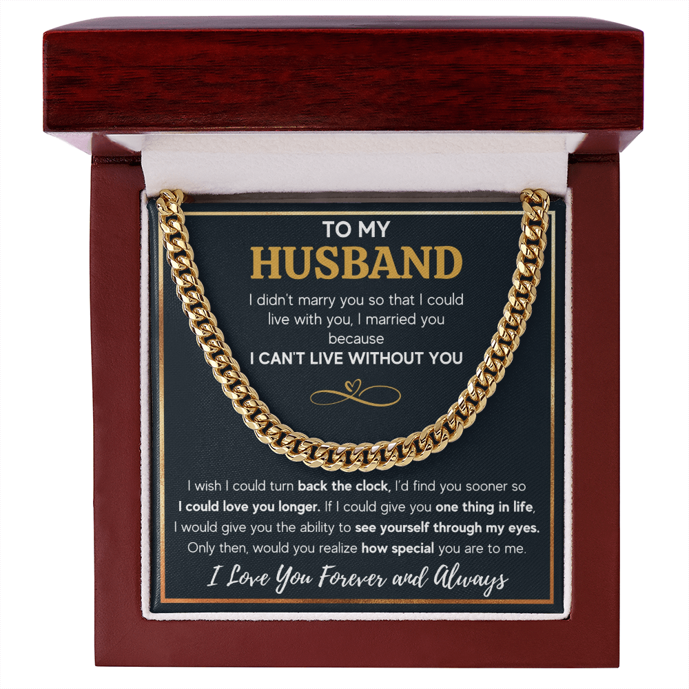TO MY HUSBAND EYES CUBAN LINK CHAIN NECKLACE GIFT SET