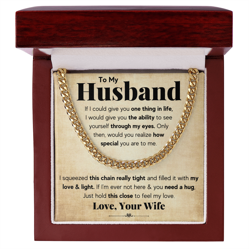 TO MY HUSBAND SQUEEZED CUBAN LINK CHAIN GIFT SET