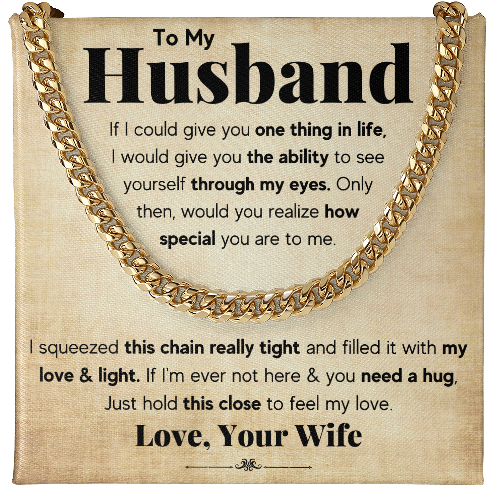 TO MY HUSBAND SQUEEZED CUBAN LINK CHAIN GIFT SET