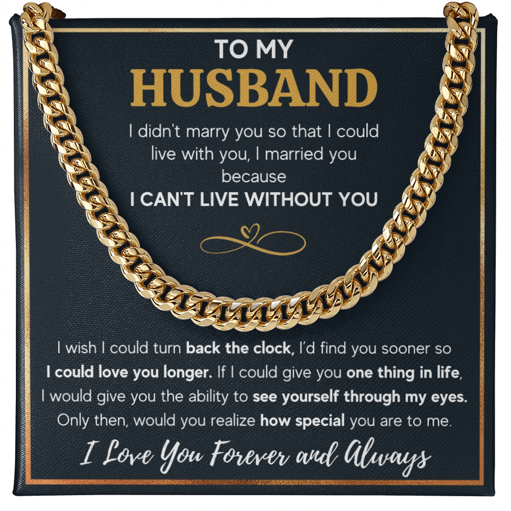 TO MY HUSBAND EYES CUBAN LINK CHAIN NECKLACE GIFT SET