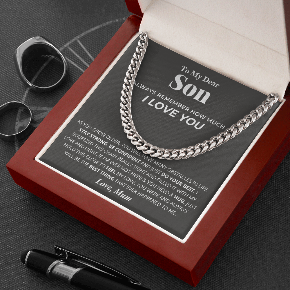 MUM - TO MY SON - REASONS CUBAN LINK CHAIN - NECKLACE GIFT SET