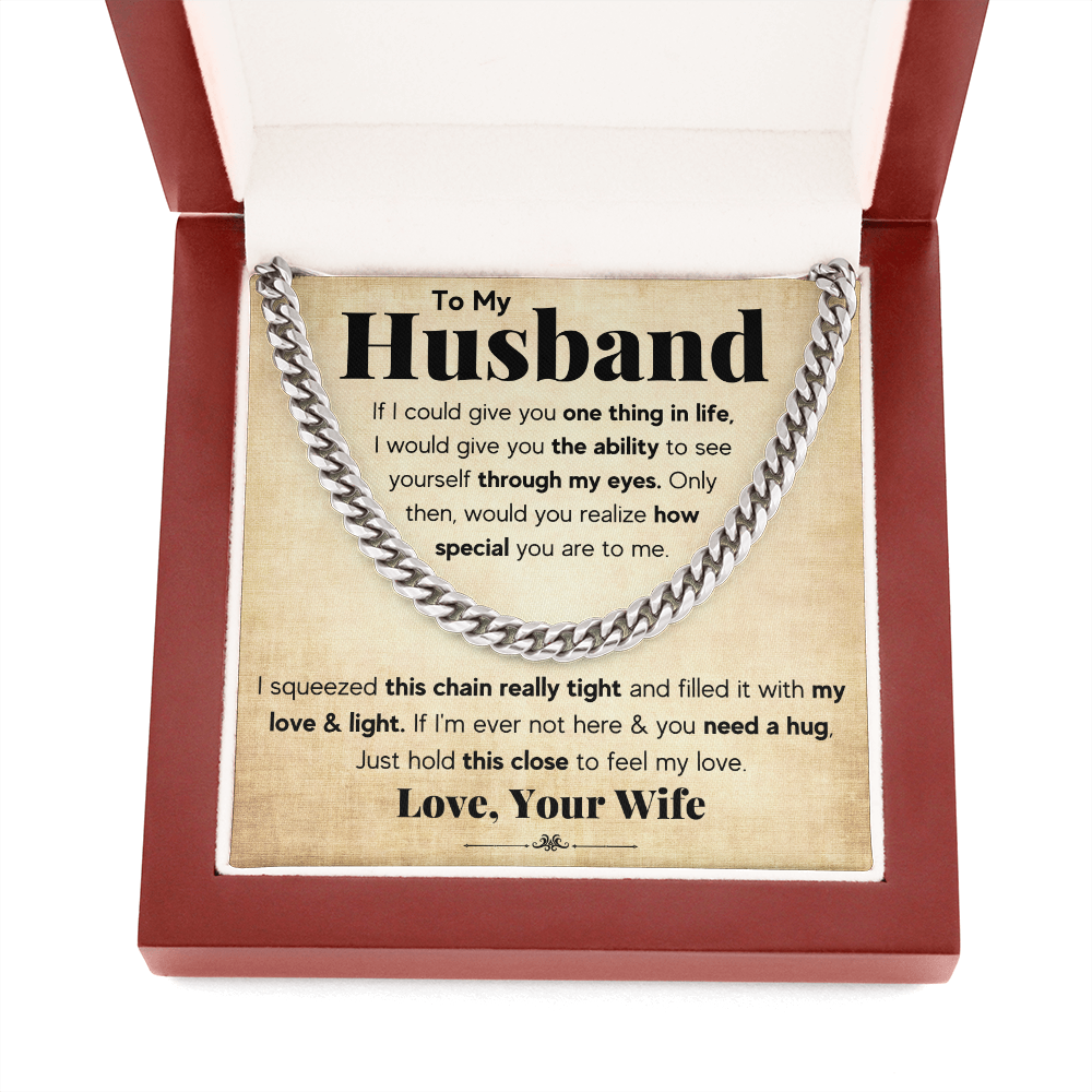 TO MY HUSBAND SQUEEZED CUBAN LINK CHAIN GIFT SET