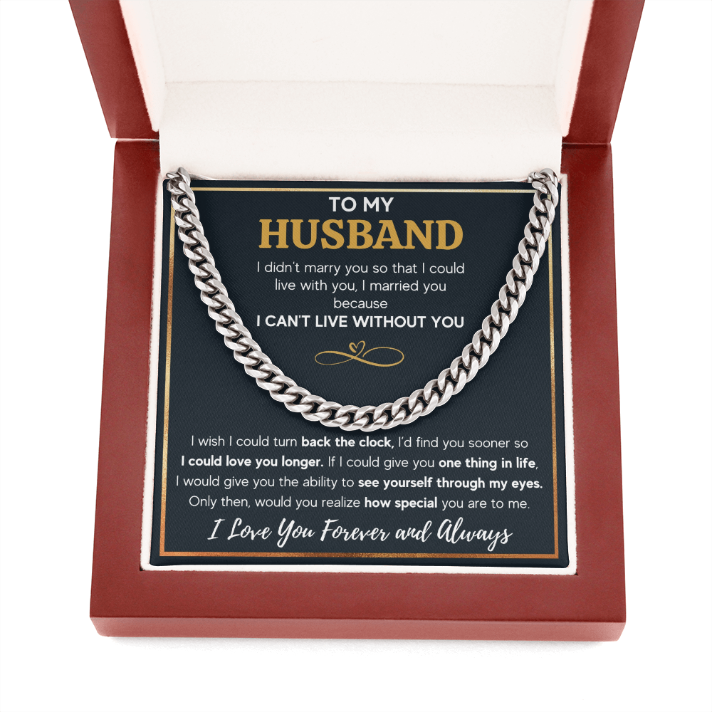 TO MY HUSBAND EYES CUBAN LINK CHAIN NECKLACE GIFT SET
